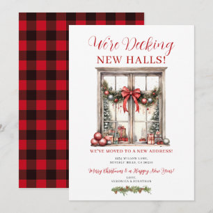 Invitation Annonce d'adresse nouvelle Noël Hiver Ruban Rouge