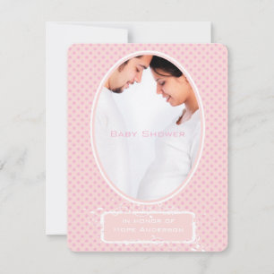 Invitation Annonce de Baby Shower Fille Rose Poka Dots