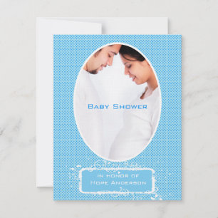 Invitation Annonce de Baby Shower Garçon Photo Bleu Points Po