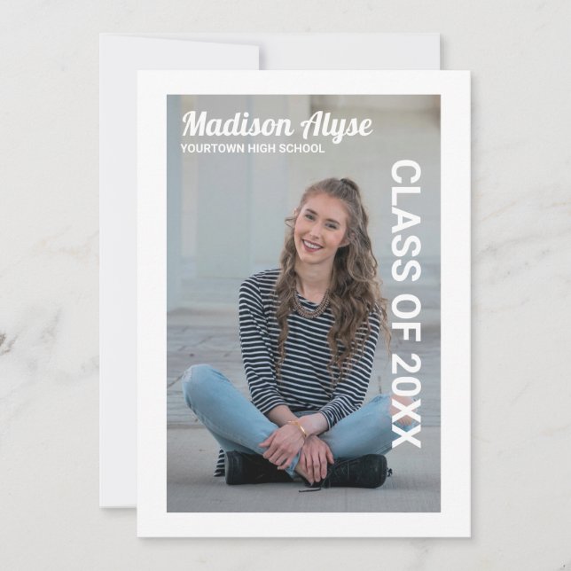 Invitation Annonce de couleur modifiable pour photo de remise (Devant)