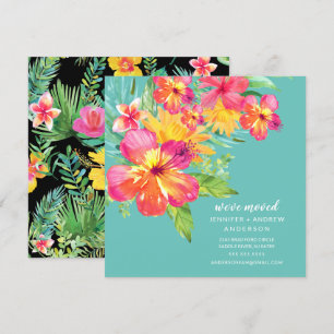 Invitation Annonce de déménagement florale d'Hibiscus tropica
