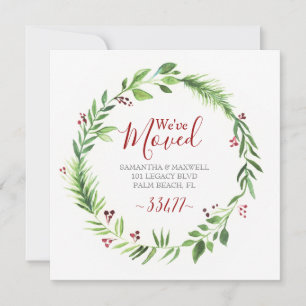 Invitation Annonce de déménagement pour Noël avec feuillage