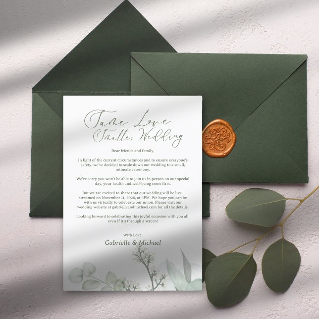 Invitation Annonce de desolation de mariage reduite au vert (Créateur téléchargé)