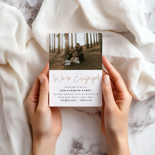 Invitation Annonce de fiançailles de fête minimaliste photo