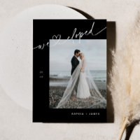 Annonce de fuite minimaliste NOIR pour un mariage 