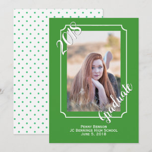 Invitation Annonce de graduation photo verte et blanche