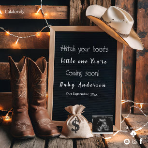 Invitation annonce de grossesse de style country occidental 