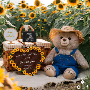 Invitation Annonce de grossesse ourson tournesol révélation b