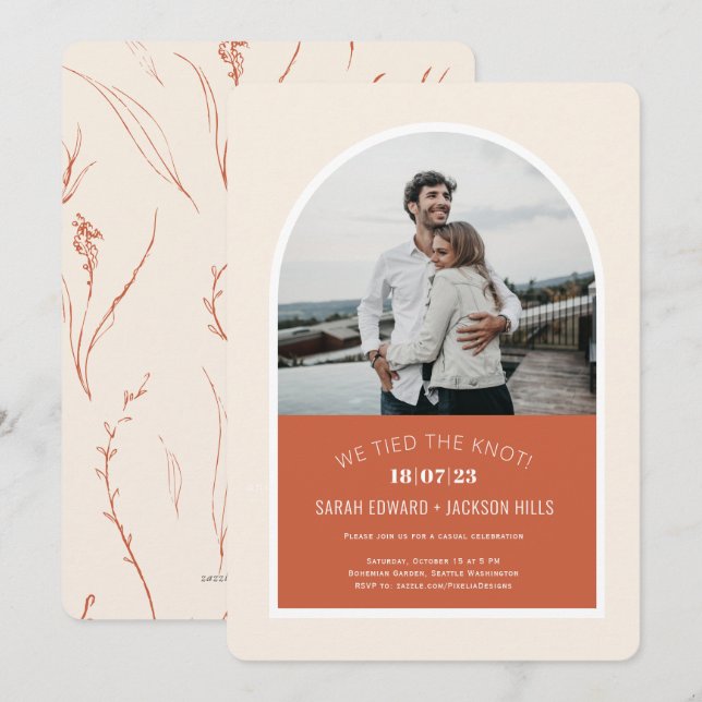 Invitation Annonce de mariage avec photo de fuite moderne sou (Devant / Derrière)
