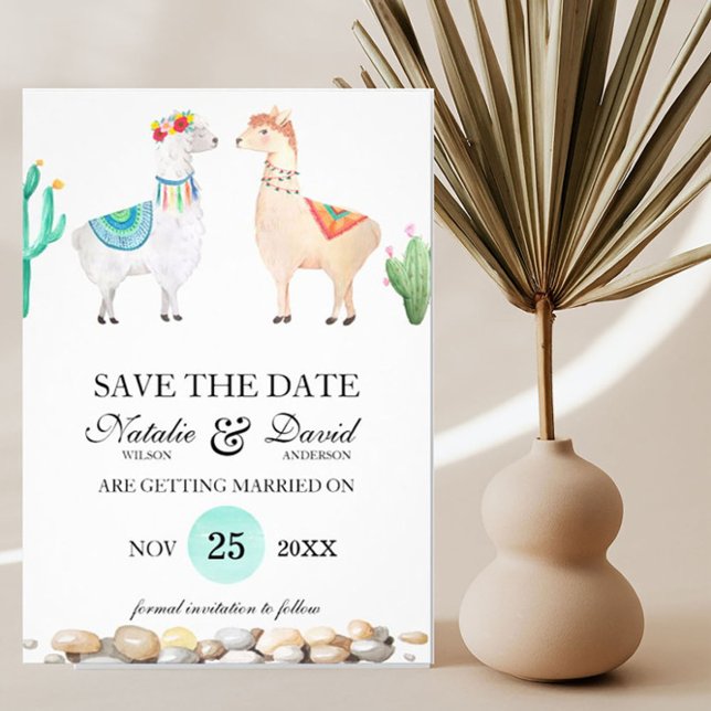 Invitation Annonce de mariage de couple lama Enregistrer la d (Créateur téléchargé)