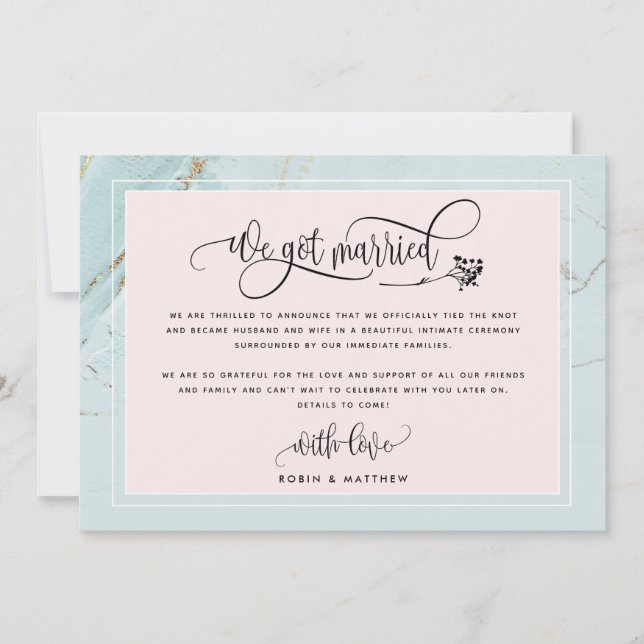 Invitation Annonce de mariage / Fuite amoureuse "Nous nous so (Devant)