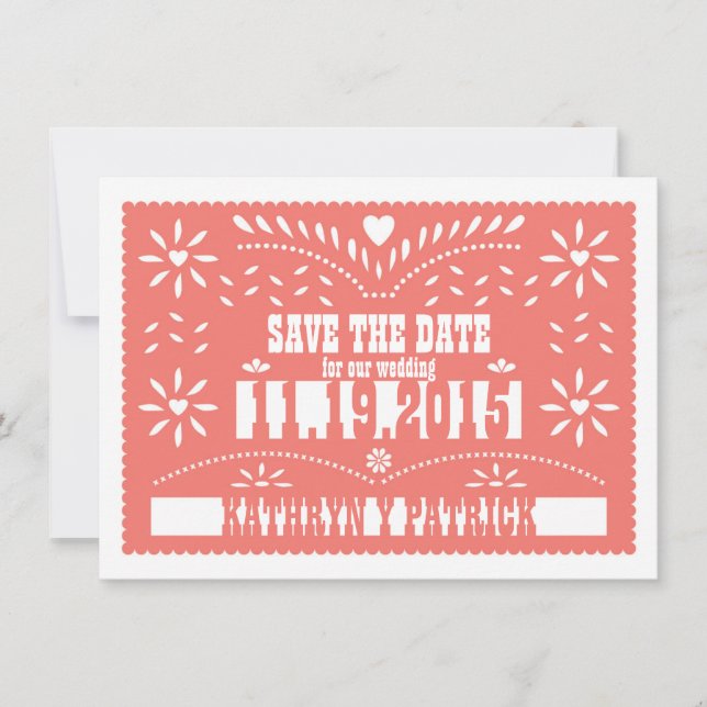 Invitation Annonce de mariage Papel Picado Save the Date (Devant)