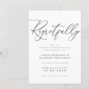 Invitation Annonce de mariage reporté avec regret