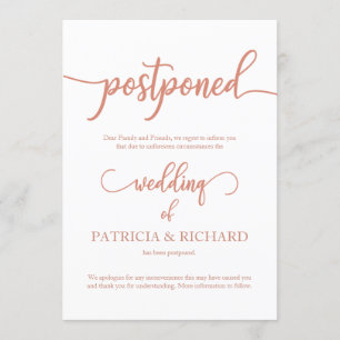 Invitation Annonce de mariage reporté Rose Gold Élégant