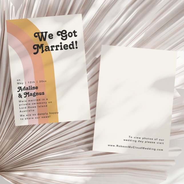 Invitation Annonce de Mariage Retro Moderne des Années 70 Arc (Créateur téléchargé)