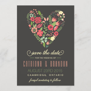 Invitation Annonce de mise en garde coeur floral romantique