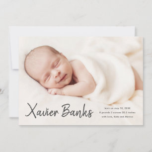 Invitation Annonce de naissance avec photo de bébé et nom en