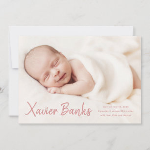 Invitation Annonce de naissance avec prénom en écriture moder