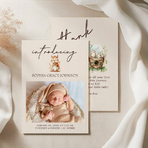 Invitation Annonce de naissance bébé bohème Animaux de la for