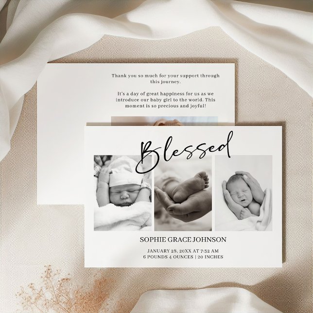 Invitation Annonce de naissance bébé écriture simple moderne  (Créateur téléchargé)