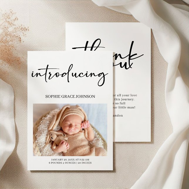 Invitation Annonce de naissance bébé écriture simple moderne  (Créateur téléchargé)