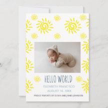 Annonce de naissance de bébé au soleil bohème Hell
