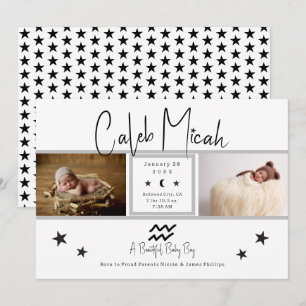Invitation Annonce de naissance de bébé avec photo des étoile