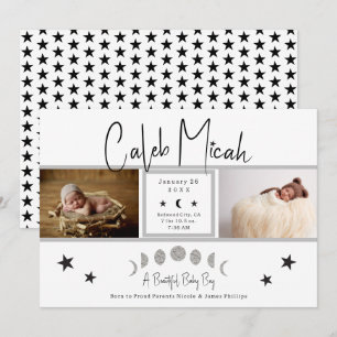 Invitation Annonce de naissance de bébé avec photo des phases