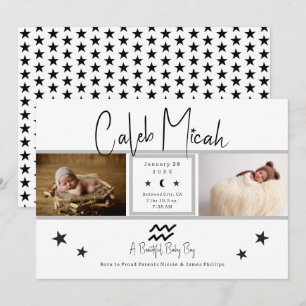Invitation Annonce de naissance de bébé photo d'étoiles du Ve