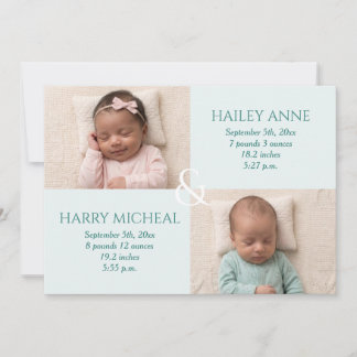 Invitation Annonce de naissance de jumeaux dans le ciel
