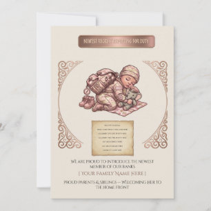 Invitation Annonce de naissance de nouvelle recrue fille camo