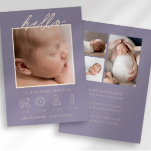 Invitation Annonce de naissance photo bébé moderne écriture m