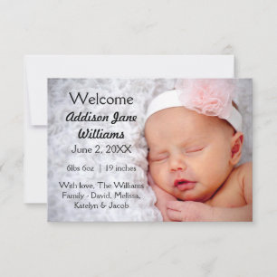 Invitation Annonce de naissance simple chic 3x5