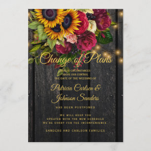 Invitation Annonce de nouvelle date de mariage Tournesol et r
