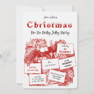 Invitation Annonce de Père Noël Vintage Fête de Noël 