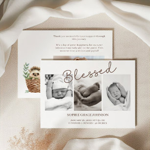 Invitation Annonce de photo de bébé béni Sweet Hedgehog