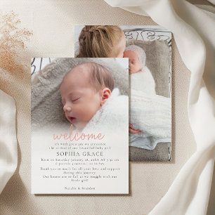 Invitation Annonce de photo de bébé florale douce automne pri