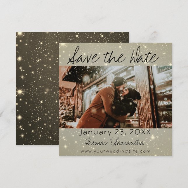 Invitation Annonce de photo de mariage hivernal Enregistrer l (Devant / Derrière)