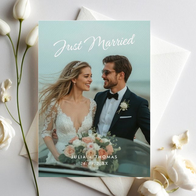Invitation Annonce de Photo de Mariage Just Married (Créateur téléchargé)