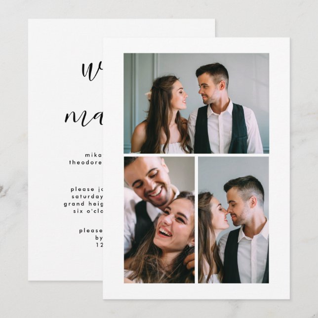 Invitation Annonce de photo de mariage trois (Devant / Derrière)