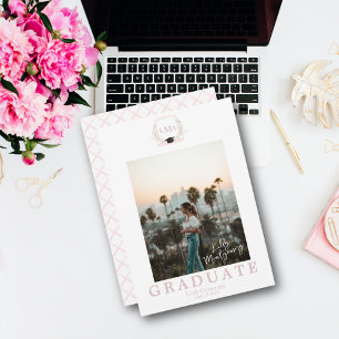 Invitation Annonce de remise de diplôme avec monogramme Coque