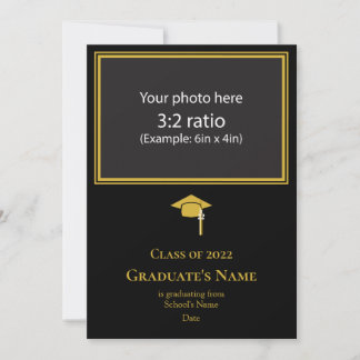 Invitation Annonce de remise de diplôme avec toque (Thème dor
