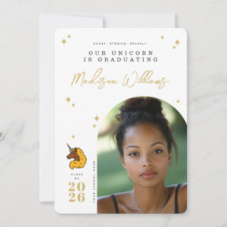 Invitation Annonce de remise de diplôme de Licorne Afro Jaune