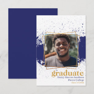 Invitation Annonce de remise de diplôme Navy & Gold Funky Spl