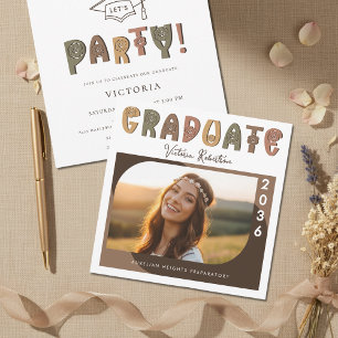 Invitation Annonce de remise de diplôme photo boho moderne