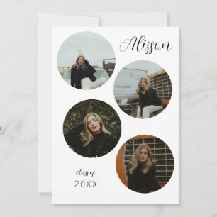 Invitation Annonce de remise de diplôme ronde avec quatre pho