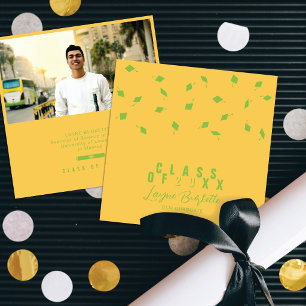 Invitation Annonce de remise des diplômes Cap Toss jaune et v