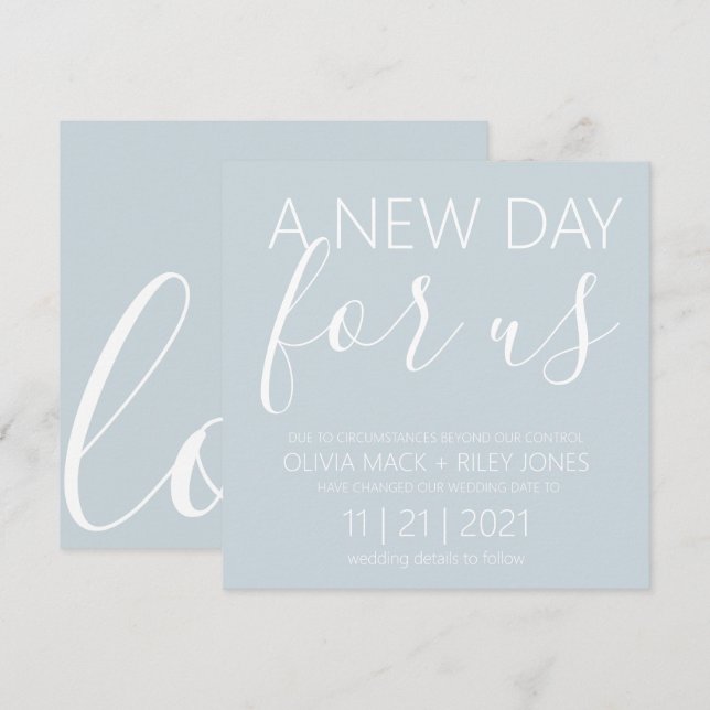 Invitation Annonce de report de mariage Nouveau jour de maria (Devant / Derrière)