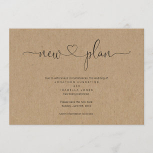 Invitation Annonce de report de mariage rustique