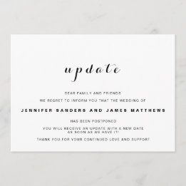 Invitation Annonce de report de mise à jour de mariage